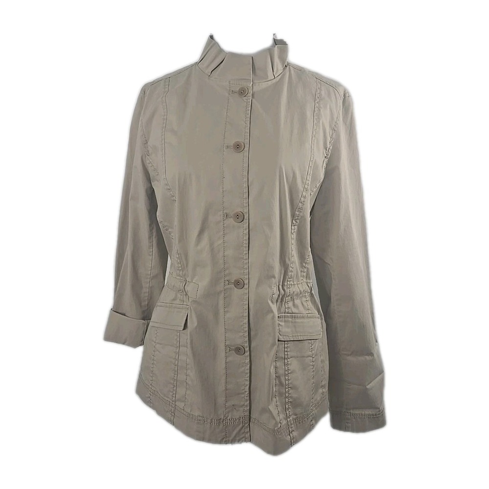 Eileen Fisher Khaki Lightweight Drawstring Jacket Size Medium